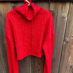 SHEIN girls size 10 crop turtleneck red